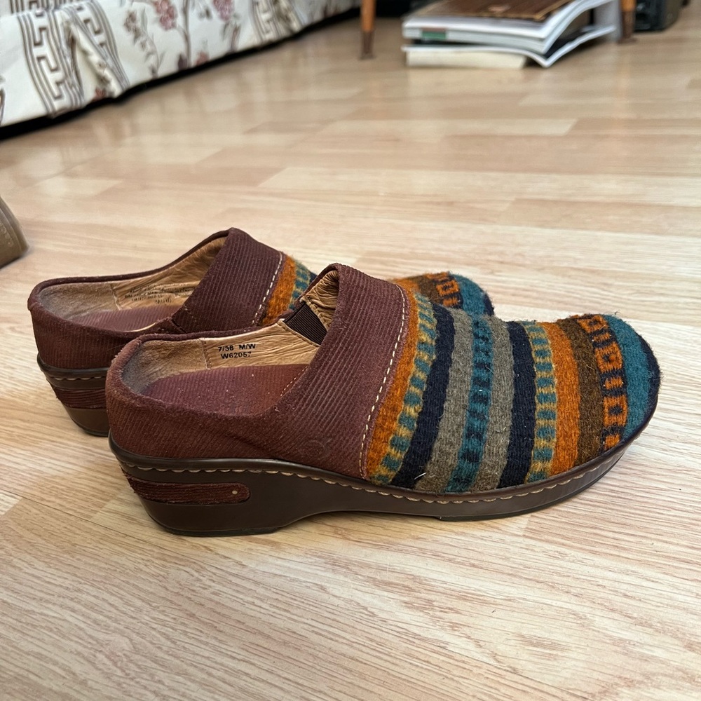 Born Brown Rust, Teal and Olive Indian Blanket Mules/Slides